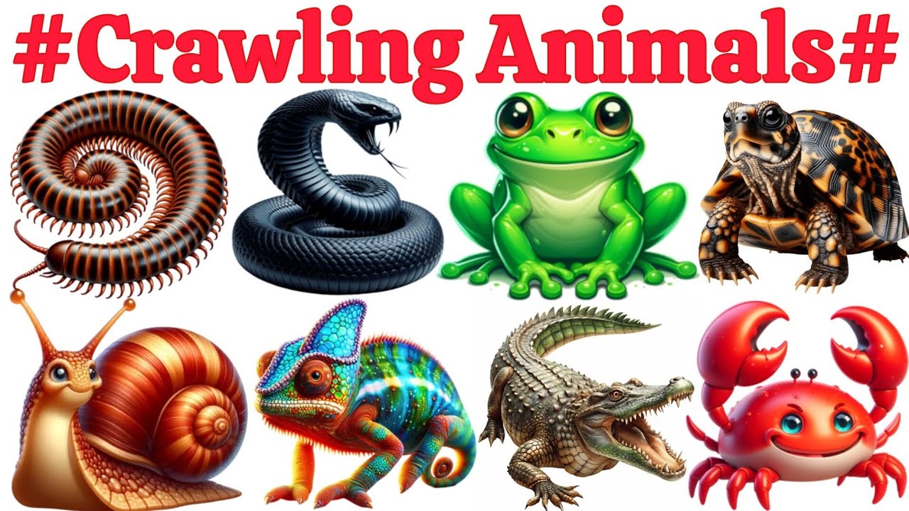 Crawling Animals​🐍| Learn 20 Crawling Animals in English | Learning Videos for Tollders Kindergarten