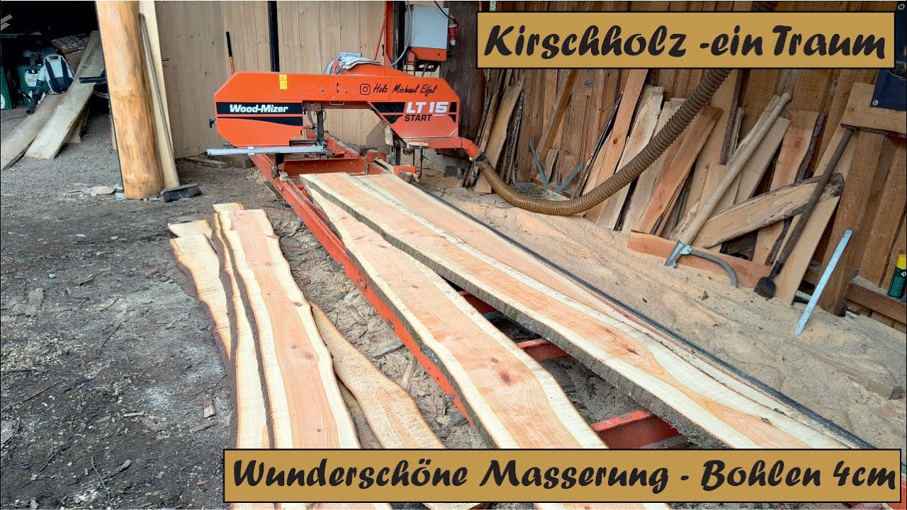 Kirschholz auf der Woodmizer LT15 - wundersch&ouml;ne Maserung #woodmizer  #sawmill #obstholz #kirsche