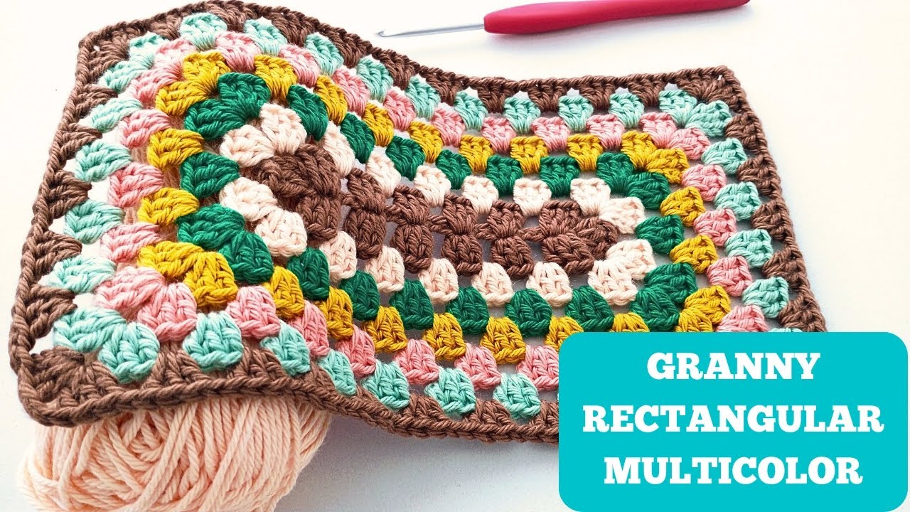 Cómo tejer GRANNY RECTANGULAR #19 MULTICOLOR a crochet | Ganchillo | Crochet sencillo | TUTORIAL
