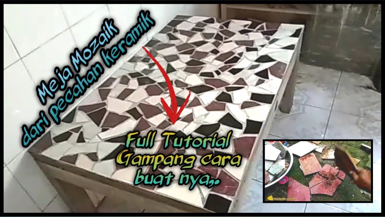 Membuat meja Mozaik dari pecahan keramik || Tutorial