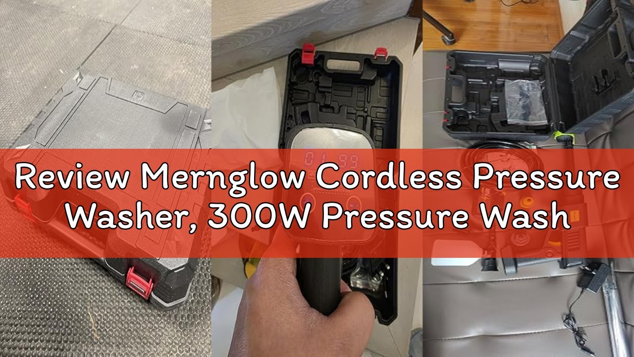 Review Mernglow Cordless Pressure Washer, 300W Pressure Washers with Digital Display, 1500mAh*10 Bat
