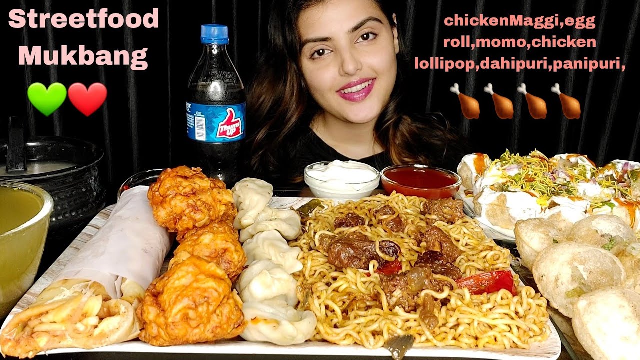 Huge Indian Streetfood || Momo, Chicken Maggie, Chicken lollipop, Egg Roll, Panipuri, Dahi fuchka ||