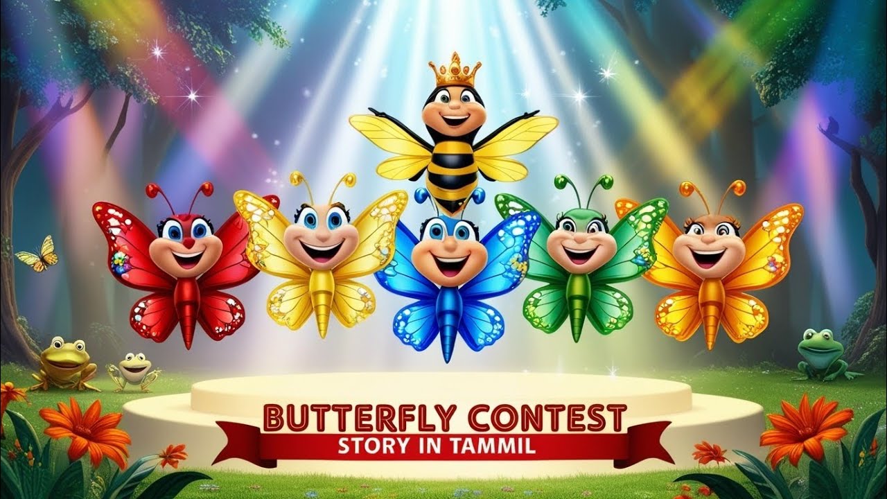 “The Colorful Butterfly Beauty Contest, Funny Tamil 3D Cartoon Animation, Color Forest Comedy Story