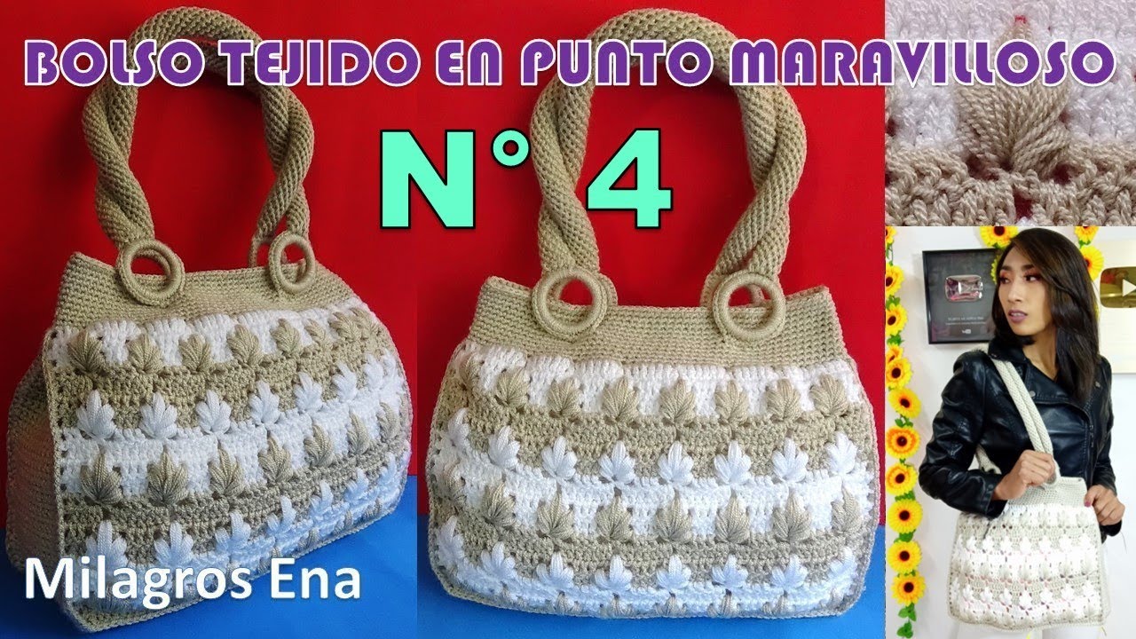Bolso N° 4 tejido a crochet o ganchillo en punto Maravilloso o Arbolitos paso a paso en video