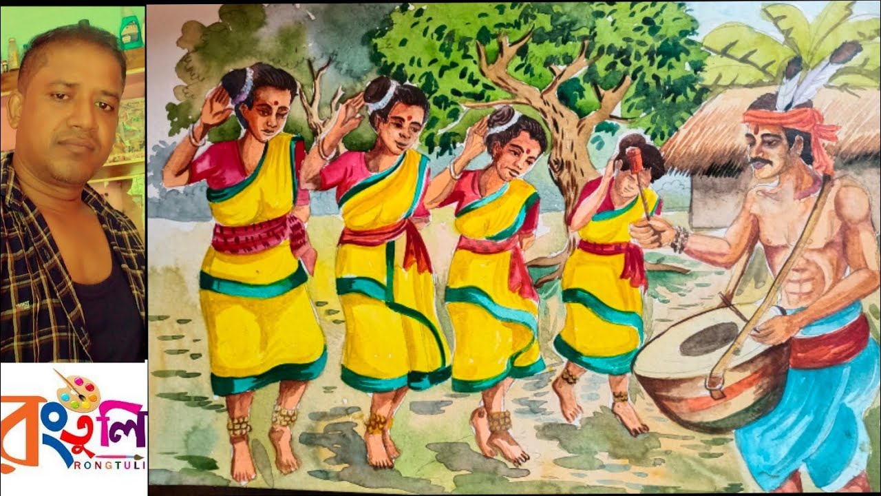 আদিবাসীদের নৃত্যের ছবি কীভাবে অঙ্কন করবেন।