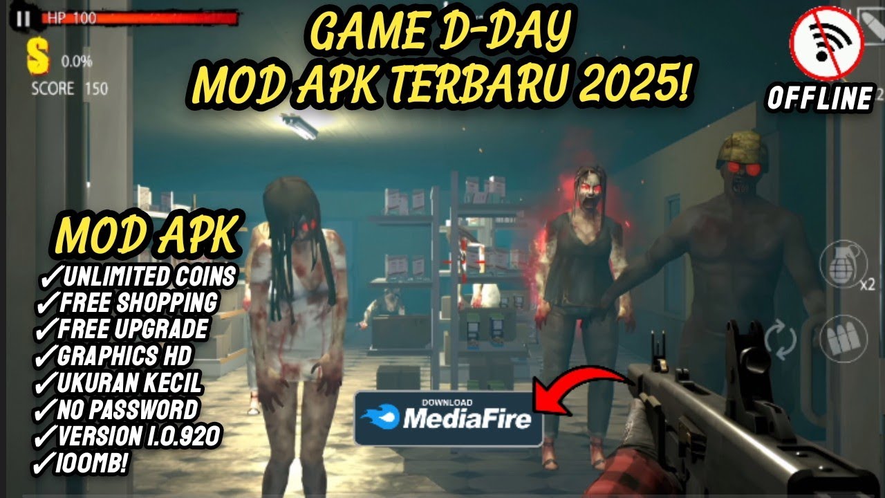 Zombie Hunter D-DAY MOD APK TERBARU 2025 v1.0.920‼️Unlimited Coins, Free Shopping Ukuran Kecil🛒🌟