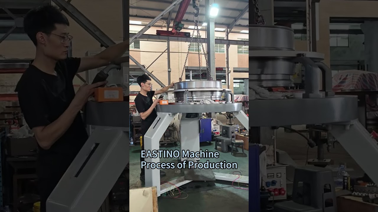 Factory worker assembly the unfinished circular knitting machine #EASTINO#circularknittingmachine#