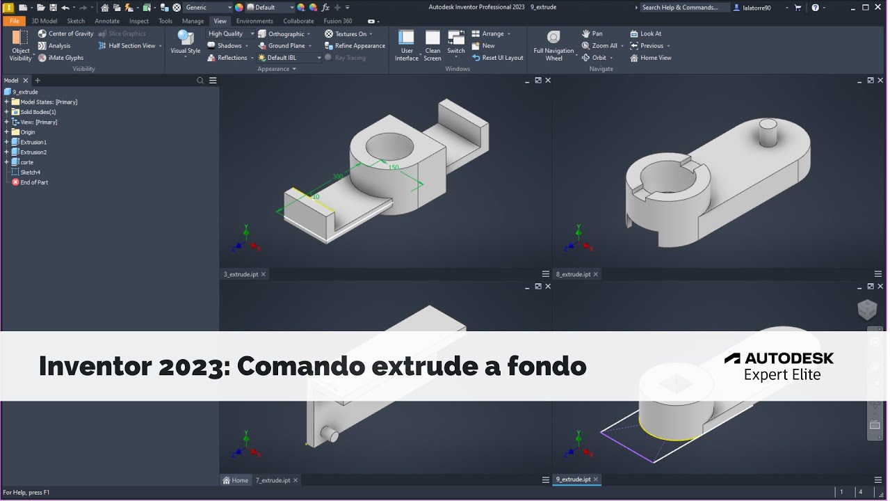 ¿Realmente sabes usar el comando de extrusión? (TUTORIAL Inventor 2023)