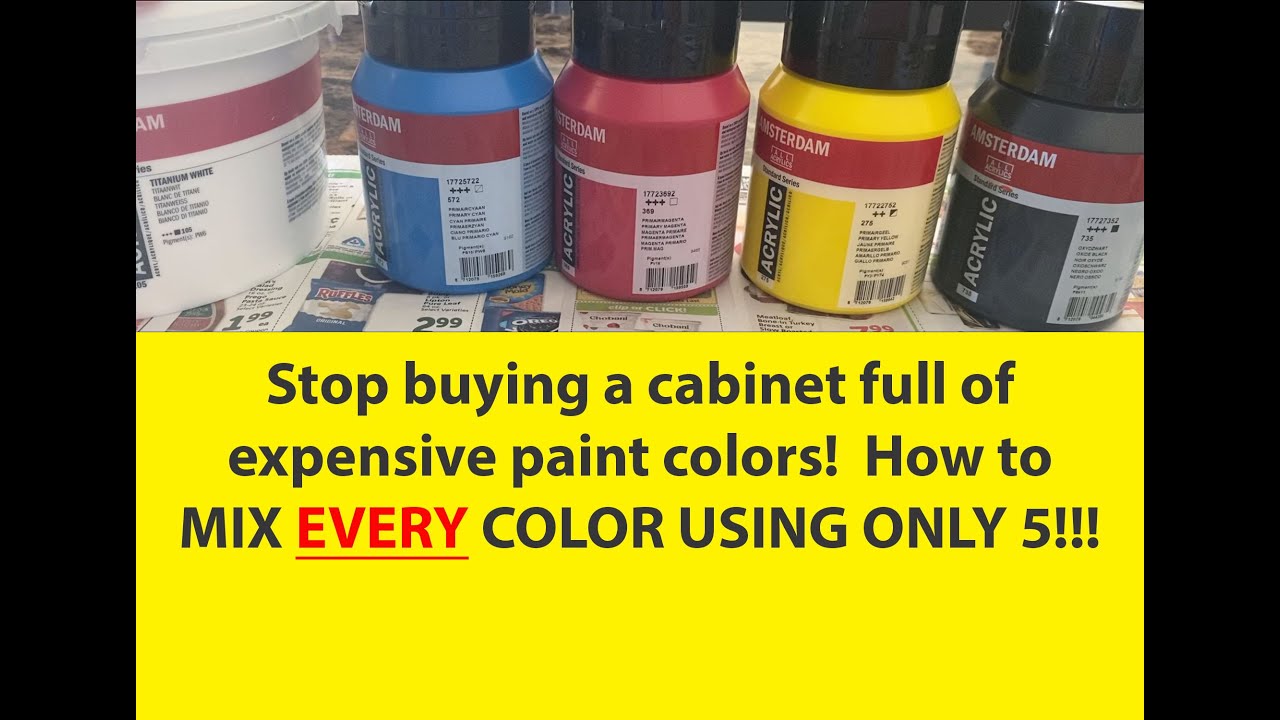 How to mix ANY color using only 5.🤯 And it's not the traditional RBY! -Acrylic Pouring