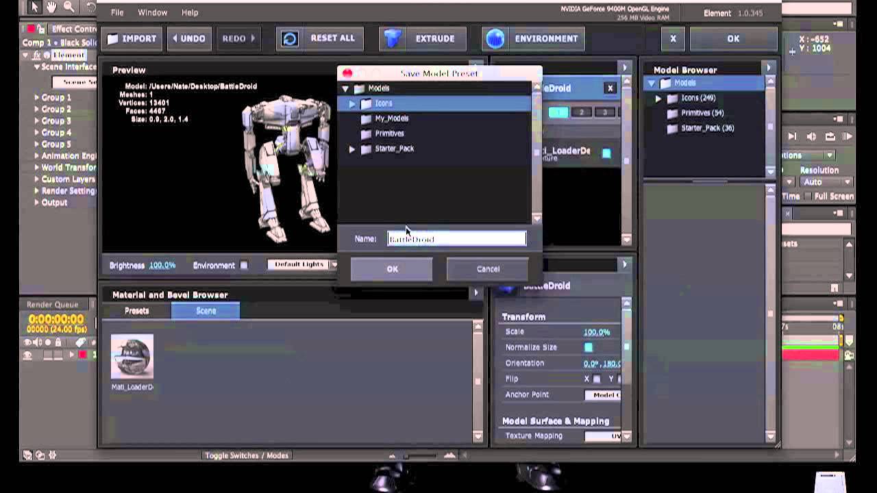 Import and save OBJ files inside Element 3D