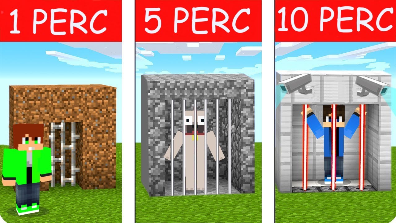 NOOB ÉS PRO BÖRTÖN ÉPÍTŐ KIHÍVÁS 10 MÁSODPERC 1 PERC ÉS 5 PERC A MINECRAFTBAN!