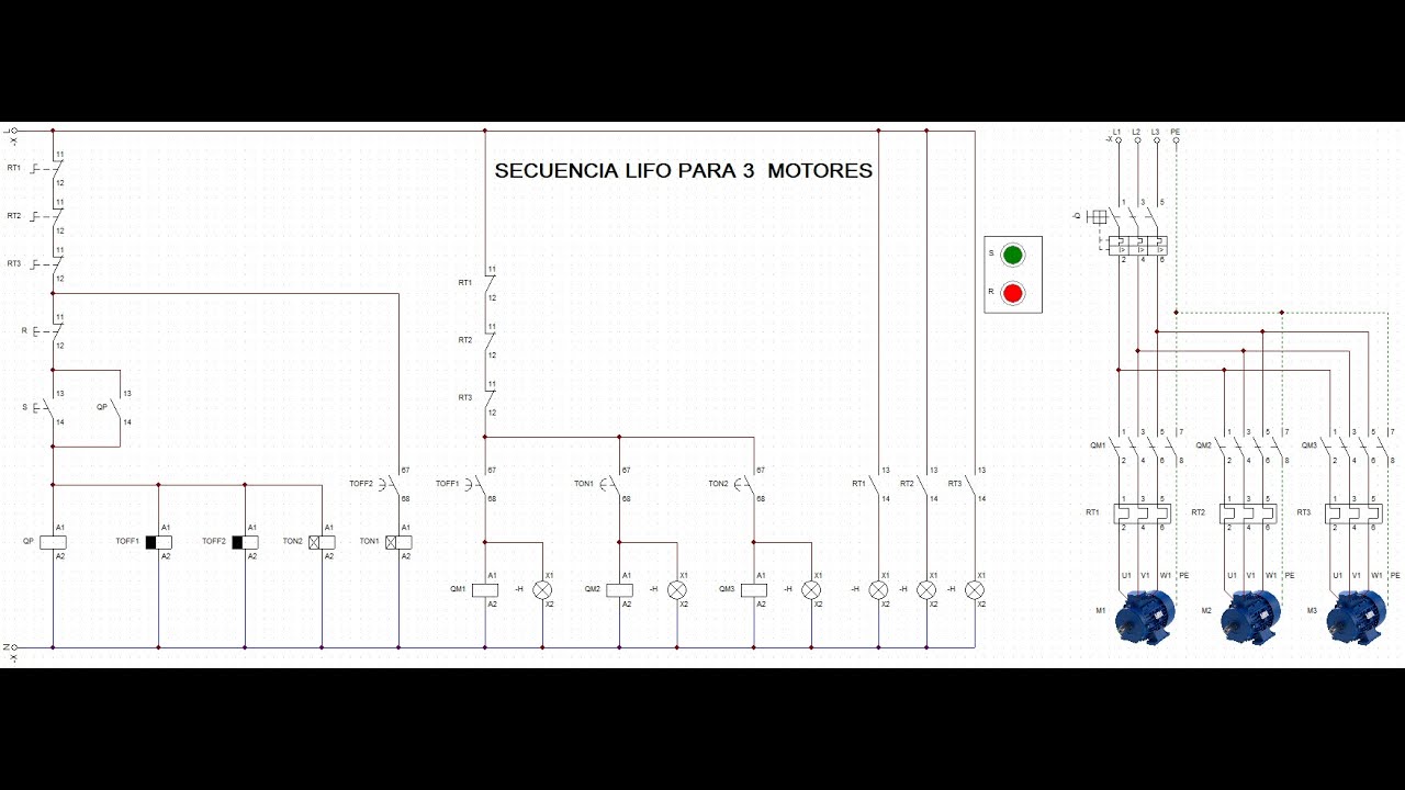 Secuencia LIFO para 3 Motores Trifásicos