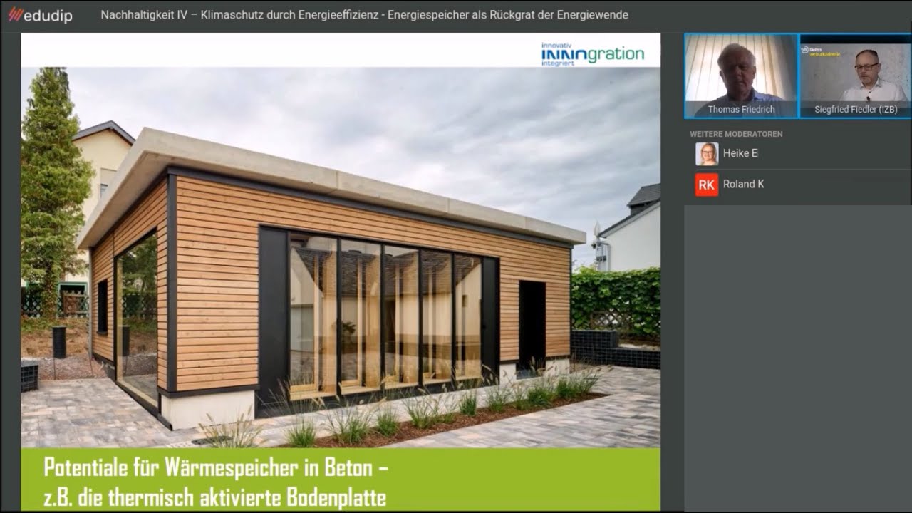 Vortrag Potentiale für Wärmespeicher in Beton - die thermische aktivierte Bodenplatte