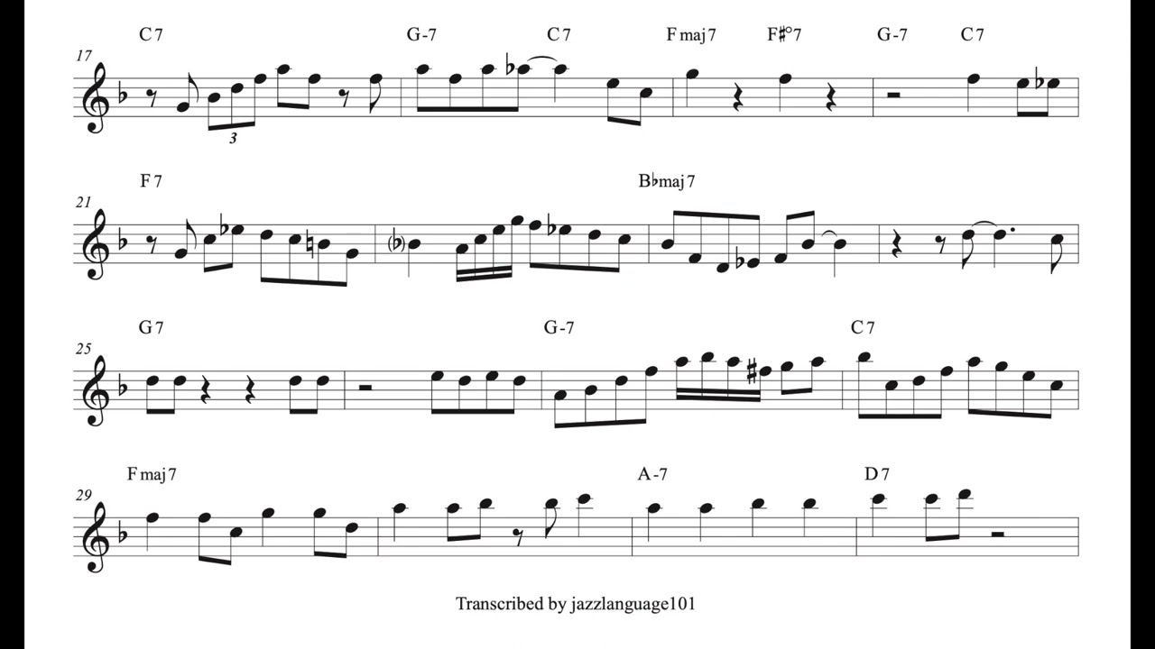 Hank Mobley's tenor sax solo TRANSCRIPTION on 'The Best Things in Life Are Free' (Bb)