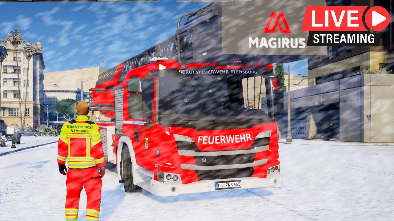 🔴 LIVE🔴 ☃DLK im Brand 3 Einsatz und Schnee ⚡Flensburg Roleplay Maxmilim