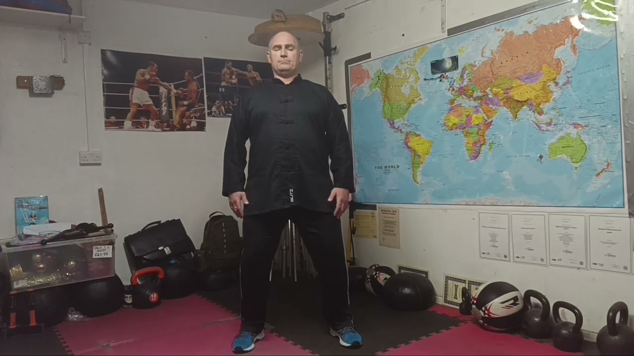 Day 1 train along learning standing meditation basic posture Body, Mind, strength and fitness.