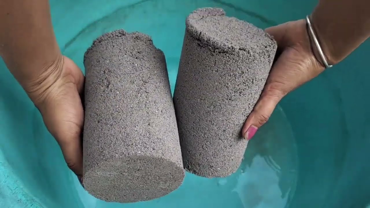 Asmr - Gritty sand cement Cylinder Shape Crumble in water 💦💦#asmr 