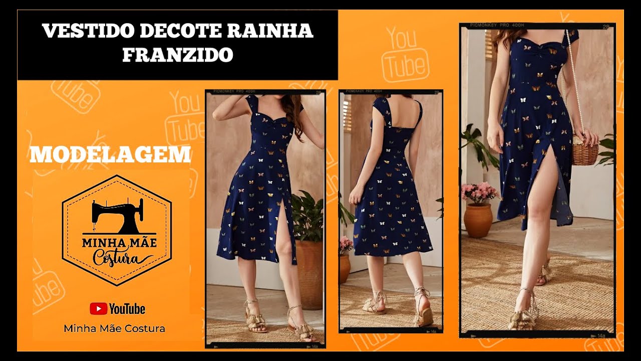 COMO MODELAR VESTIDO DECOTE RAINHA COM FRANZIDO