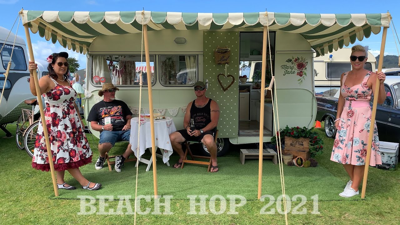 BEACH HOP 2021 (Car Show - Day 4 of 5) Retro CARAVAN SHOW in WHANGAMATA, New Zealand