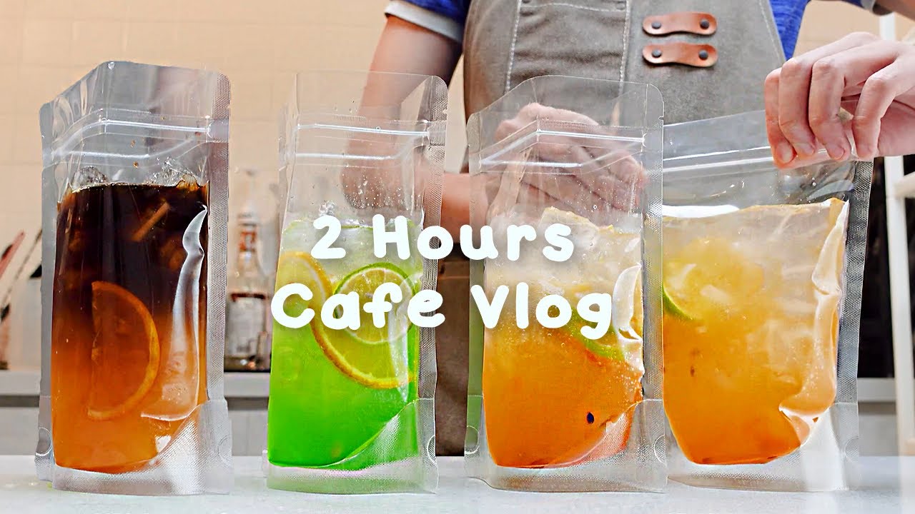 🌤️지치고 힘들 땐 음료 ASMR로 힐링해요/주중의 여유로움/2시간 모음🍑2 Hours Vlog/Cafe Vlog/ASMR/Tasty Coffee#553