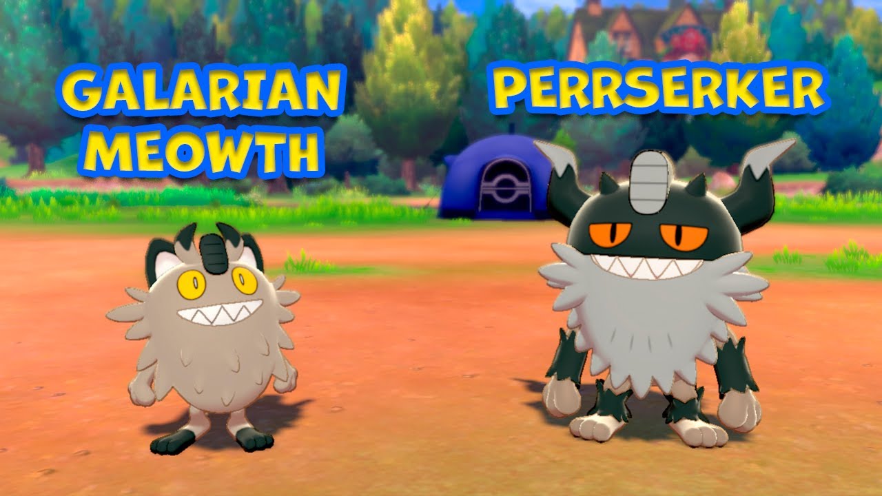 POKEMON GALARIAN MEOWTH AND PERRSERKER. CAMP POKEMON SHIELD
