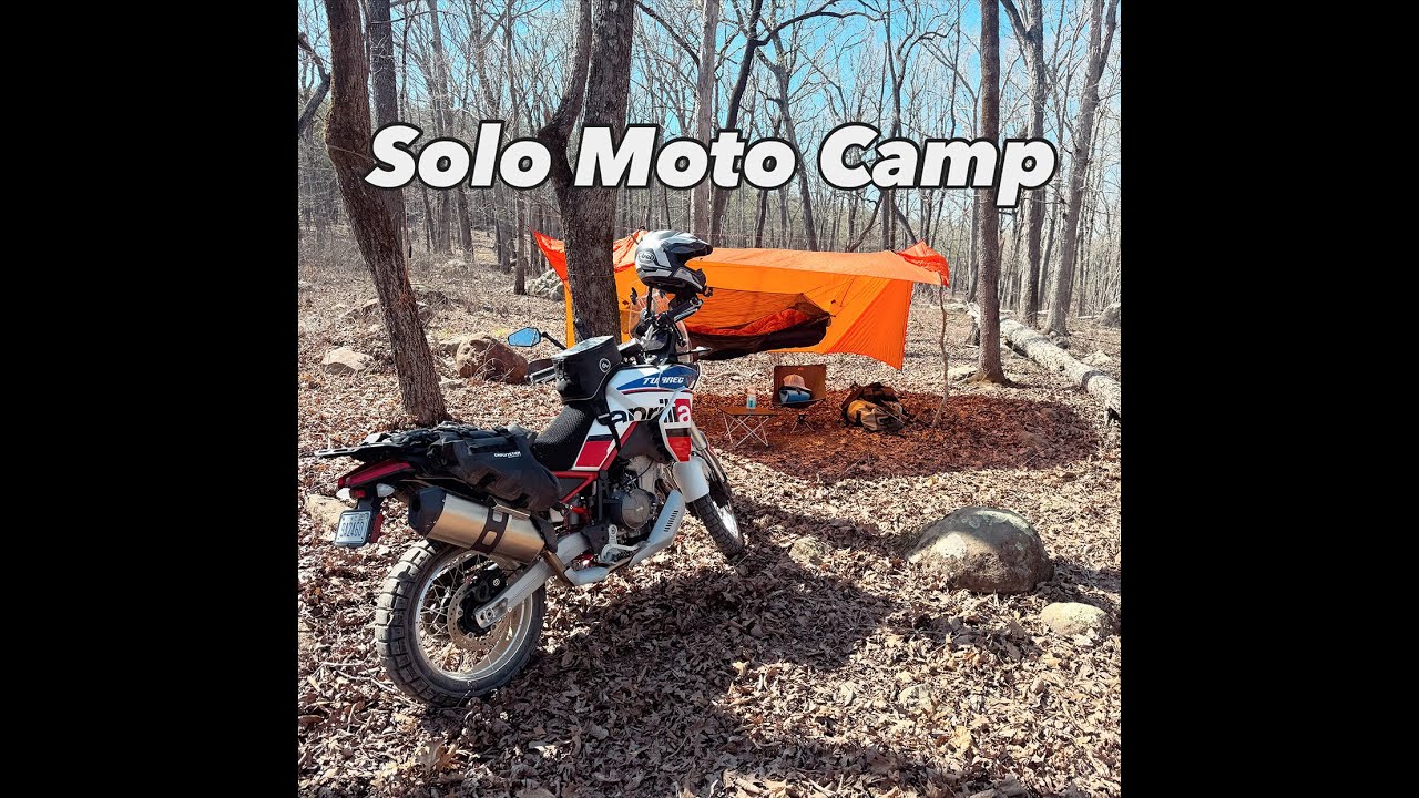 Solo Moto Camp in a National Forest | Aprilia Tuareg 660 | Testing Hammock Camping Gear