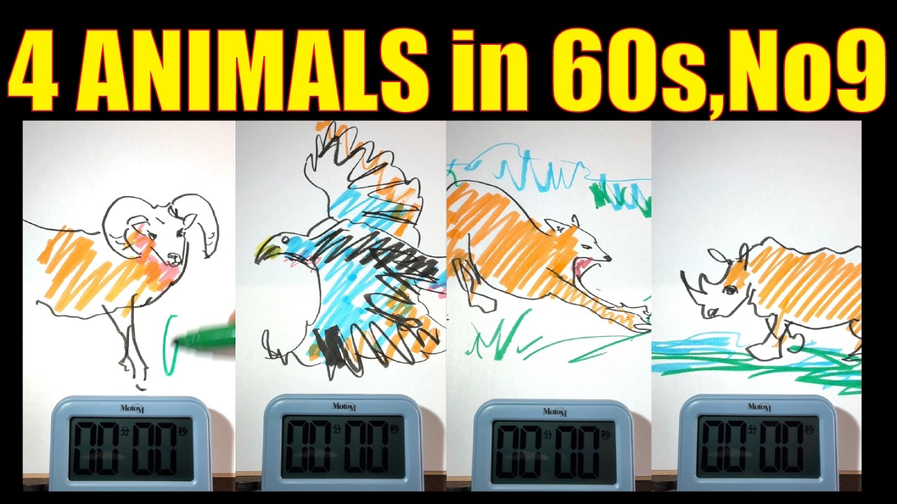 🎧 ASMR Drawing Animals in 60s | Satisfying Marker Sounds (No Talking)9