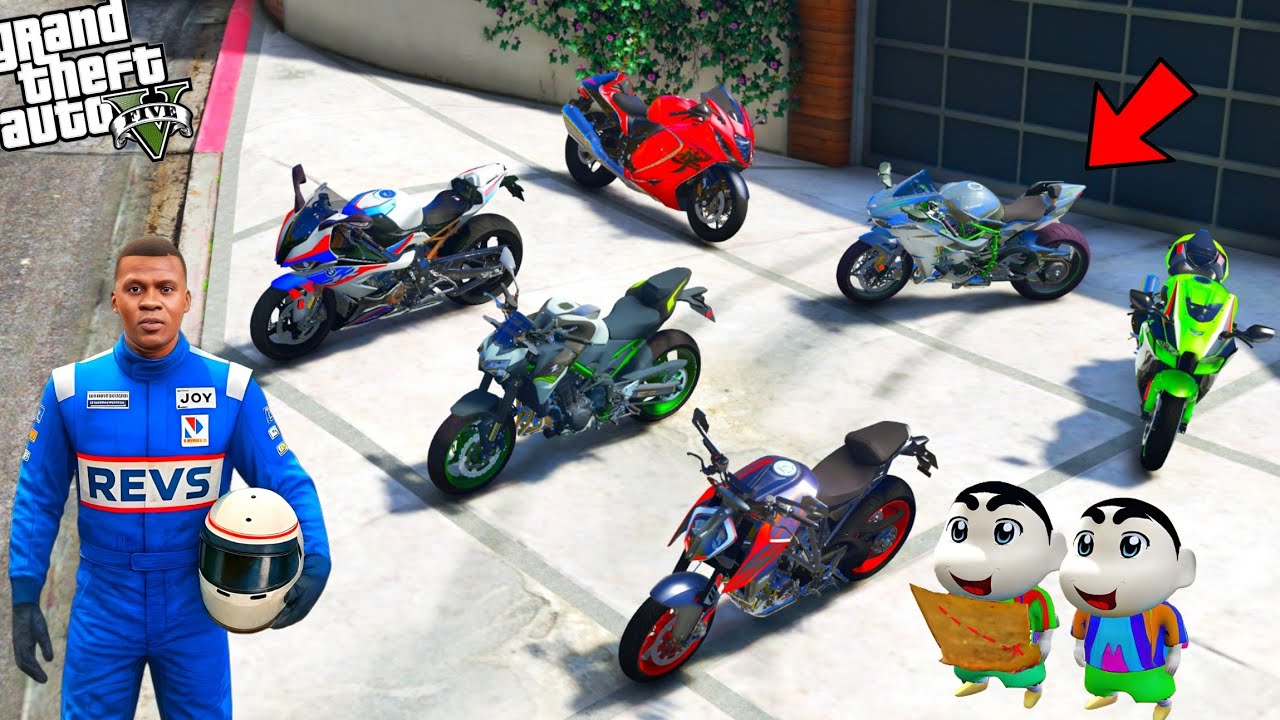 Gta 5 Franklin & Shinchan Stealing Super Bikes in Los Santos | Gta 5 Gameplay