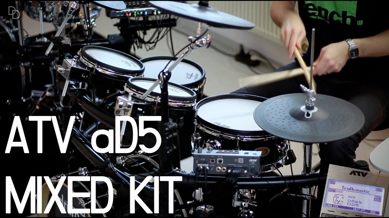 ATV aD5 sound module demo with drum-tec, Roland & Yamaha electronic drum pads