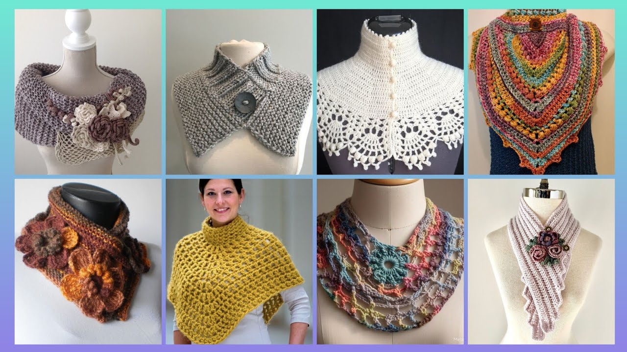 Impressive Elegant outstanding crochet pattern of handmade neck scraft outfits designs ideas