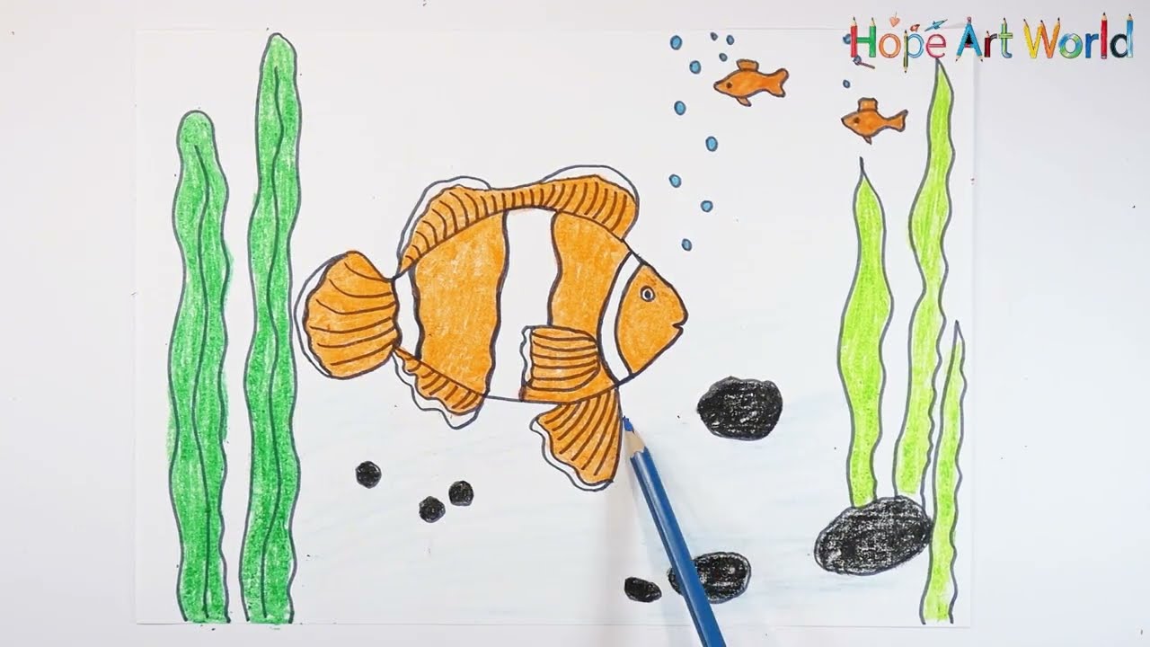 Anyone can draw this clown fish in 5 minutes!