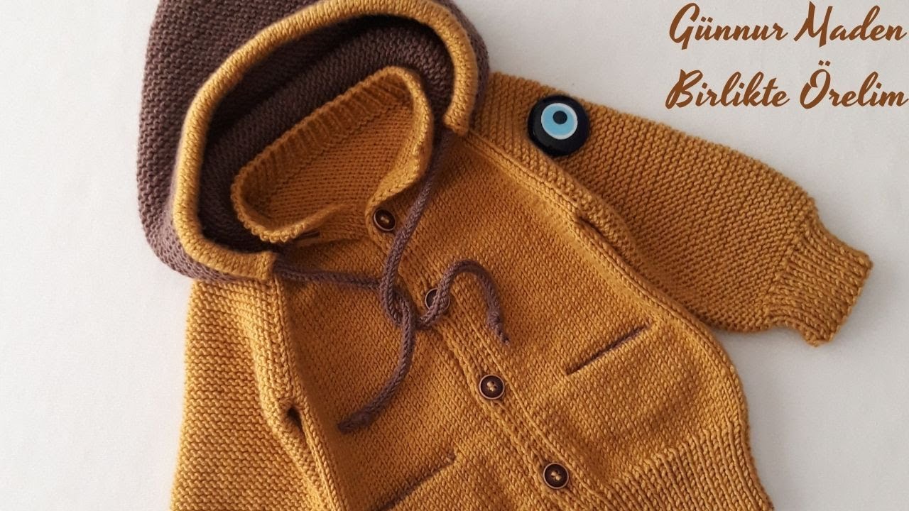 Kapşonlu Cepli Erkek Bebek Hırkası                           