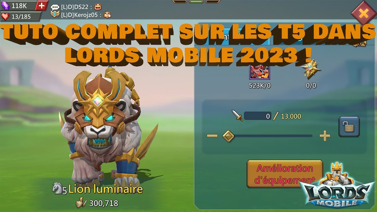 TUTO LORDS MOBILE SUR LES T5 : Fonderie lunaire, recherches, &eacute;quipement, h&eacute;ros, formation ...