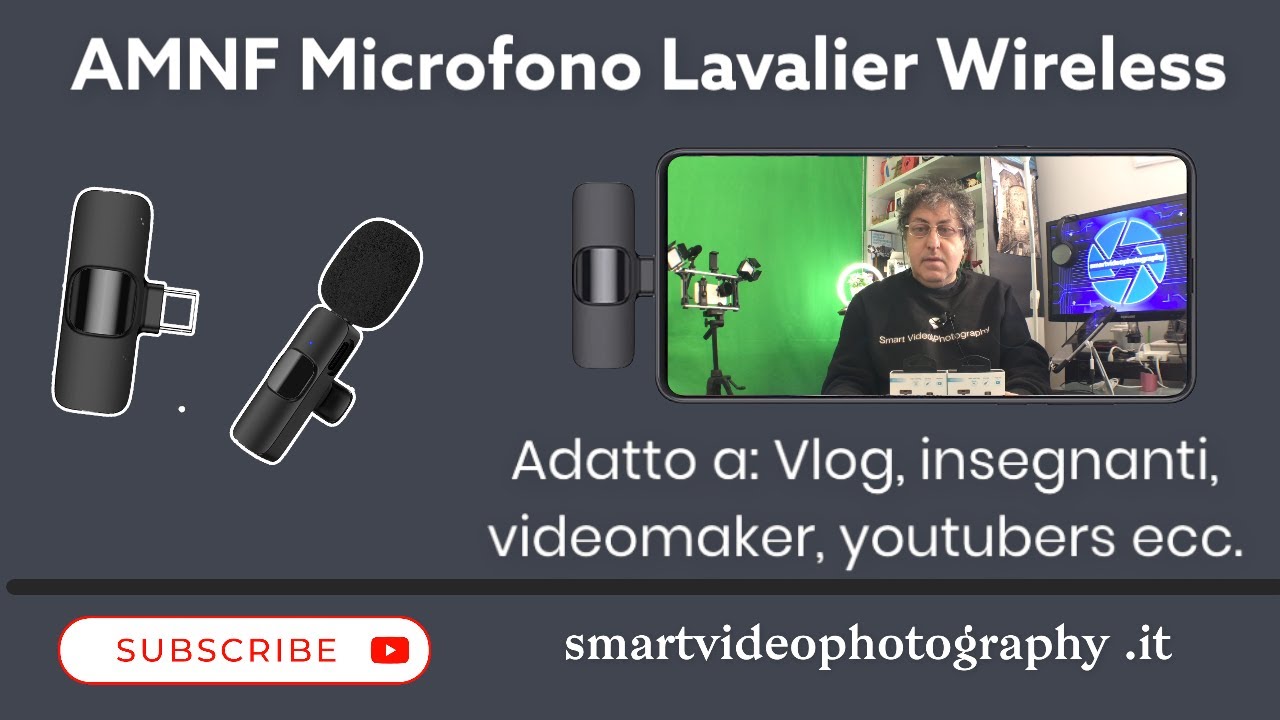 AMNF Microfono Lavalier Wireless per iPhone e Type C