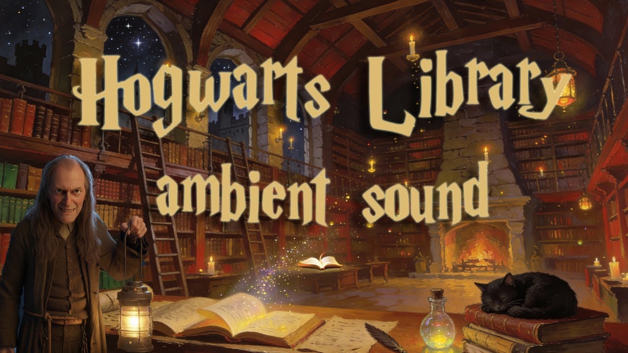 Hogwarts Library 📖✒️Harry Potter Ambiance 🧙🏼‍♀️🪄 Study, Read & Focus with Cracking Fireplace🔥