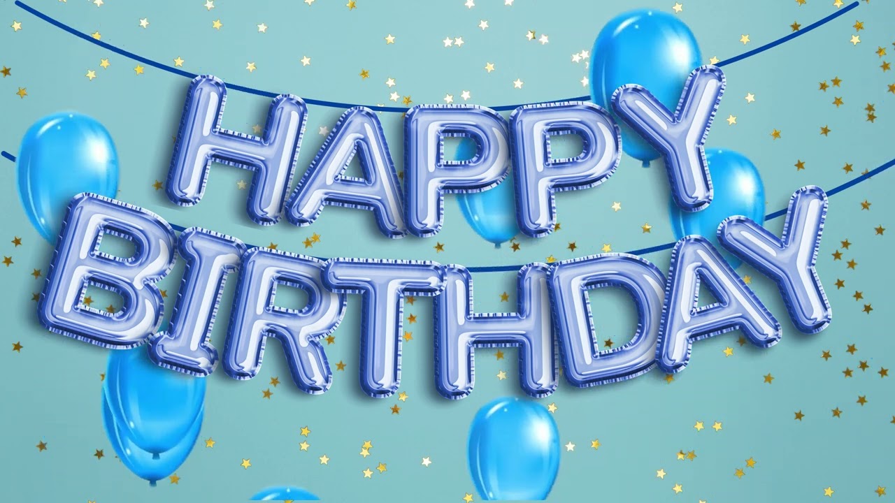 1 hour happy birthday flying blue balloons banner background | happy birthday song