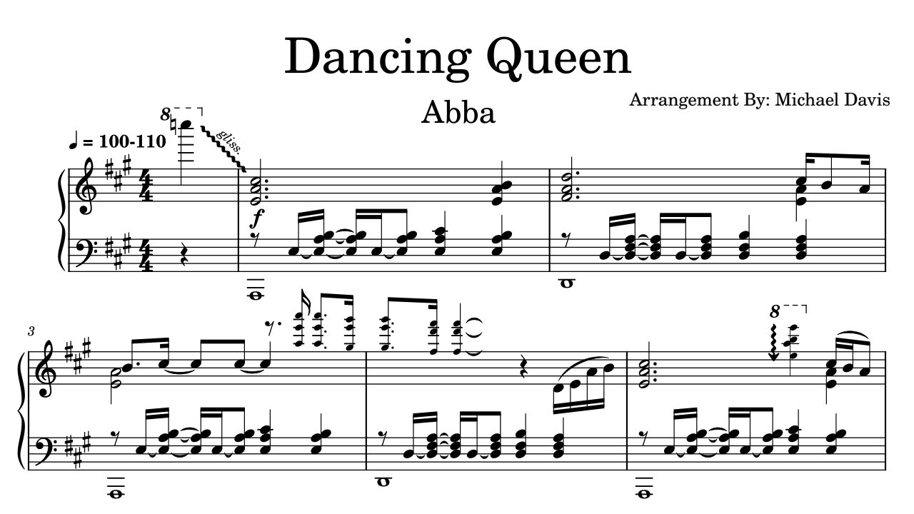Dancing Queen - Sheet Music Video (FREE)
