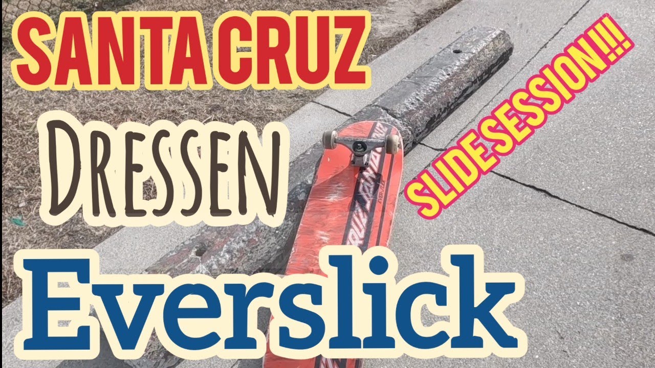 Santa Cruz Skateboards Dressen Everslick Skatepark Session! Nose Slides, Ollie to 5050 on Bank Ledge