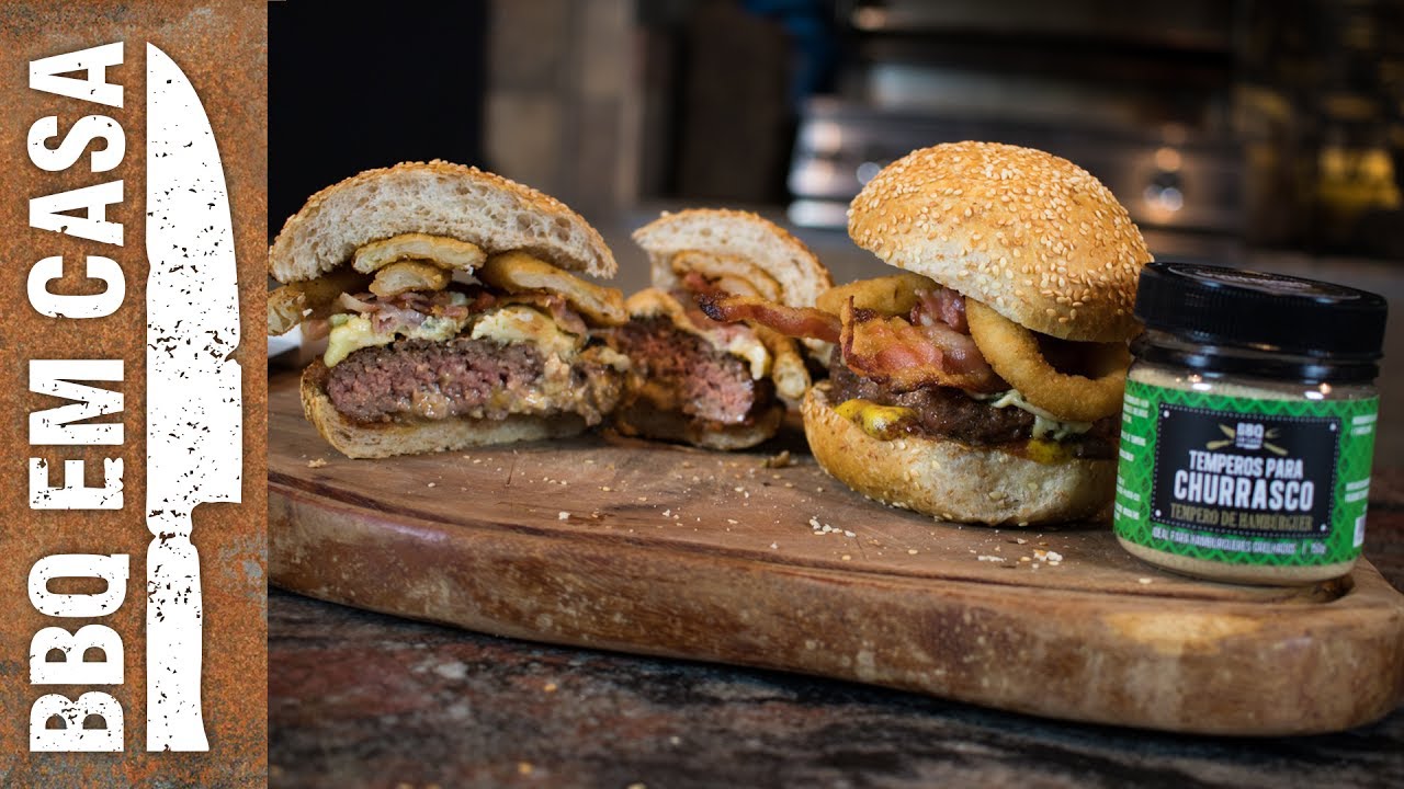 RECEITA: BURGER C/ GORGONZOLA ANEL DE CEBOLA E BACON