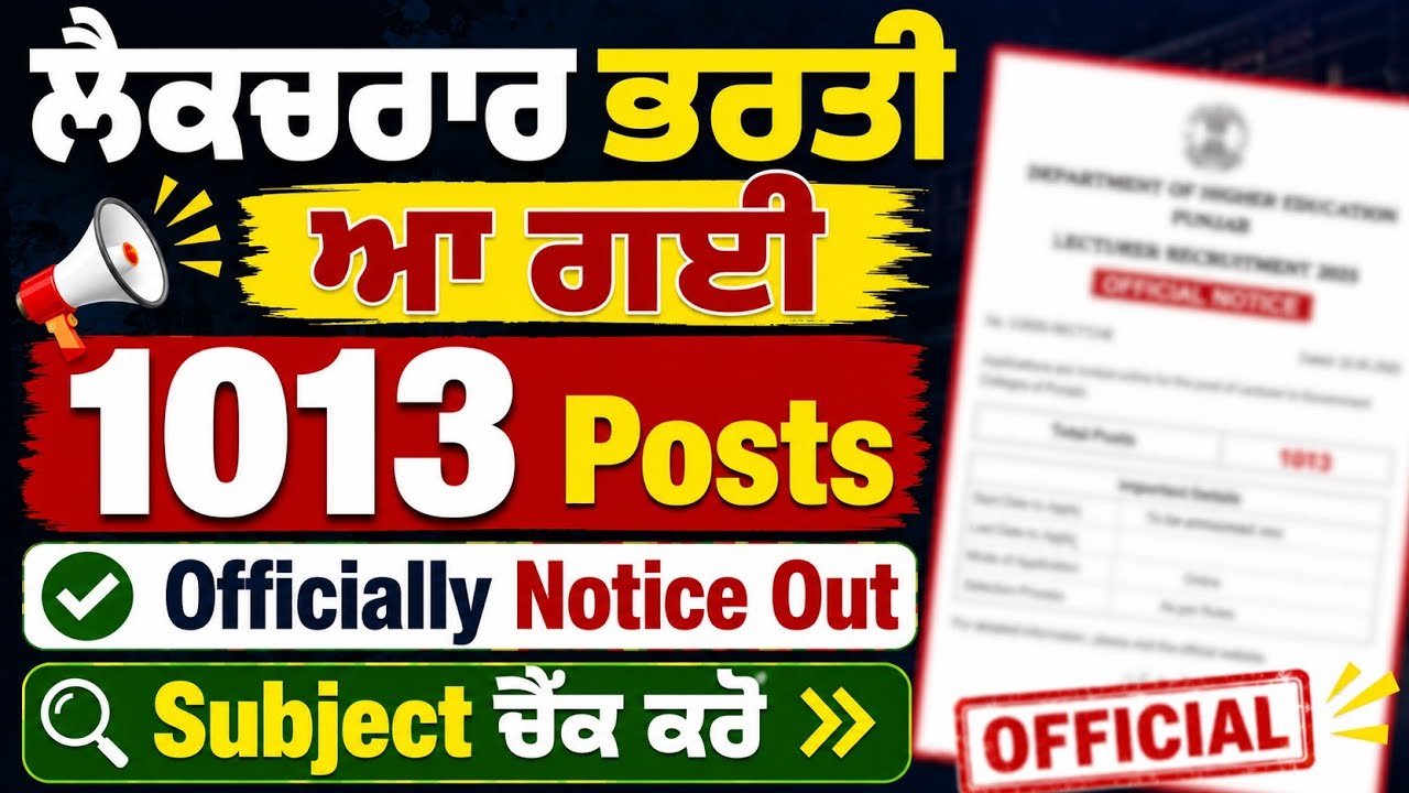 Lecturer Cadre New Update | Lecturer Cadre Punjabi Syllabus | Lecturer Cadre 2026 Notification