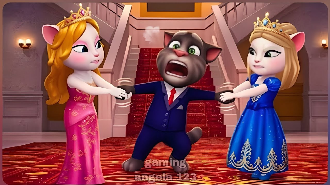 Which princess will Tom choose, Rapunzel or Cinderella? ? He is shouting,