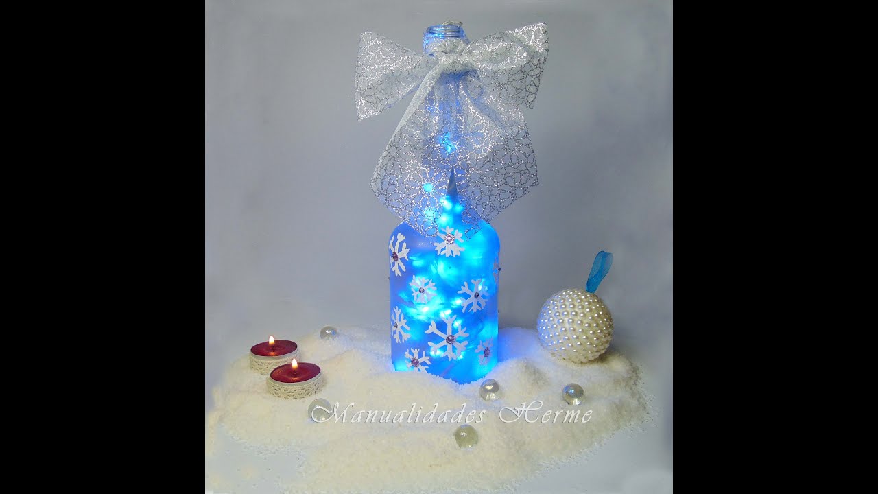 COMO DECORAR UNA BOTELLA PARA NAVIDAD