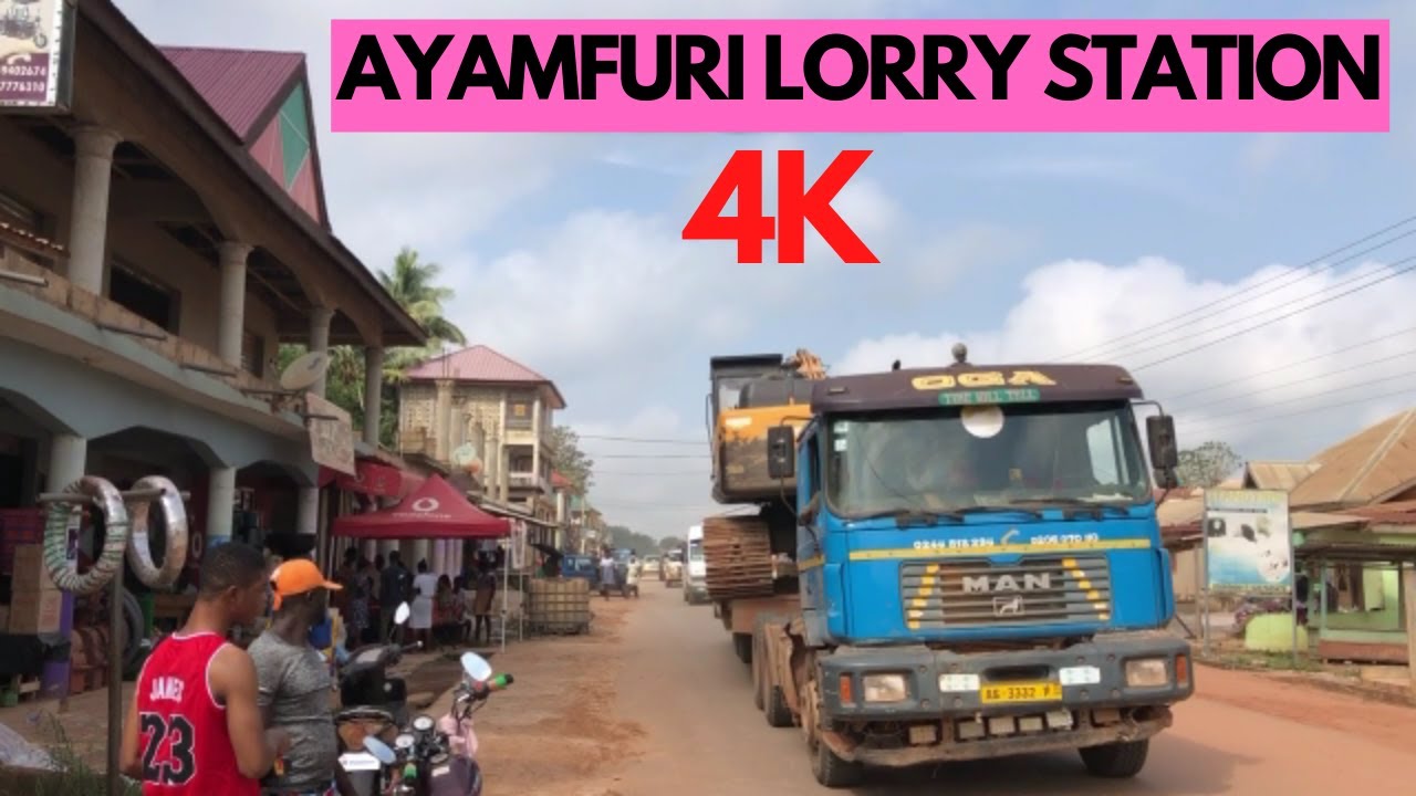 [4K] Main Lorry Station at AYAMFURI Mining Town in Central Region 4k
