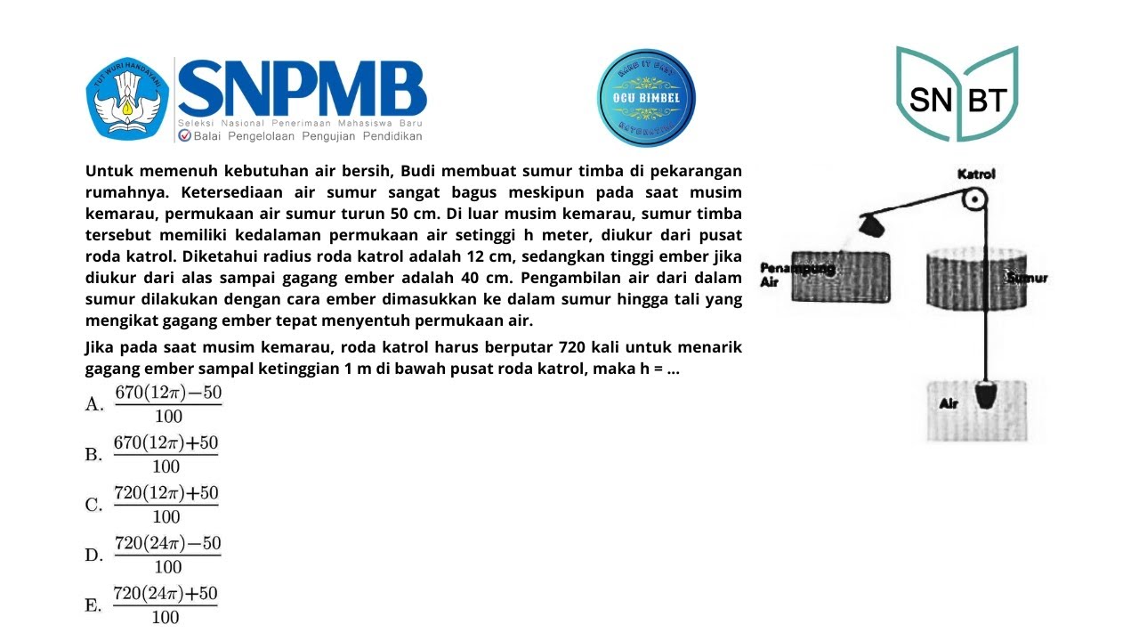 FR Penalaran Matematis SNBT Soal 26 (Katrol Pada Sumur Timba)
