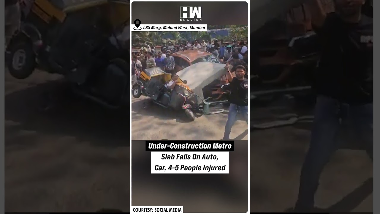 #Shorts | Under-Construction Metro Slab Falls On Auto, Car, 4-5 People Injured | Mumbai | Mulund