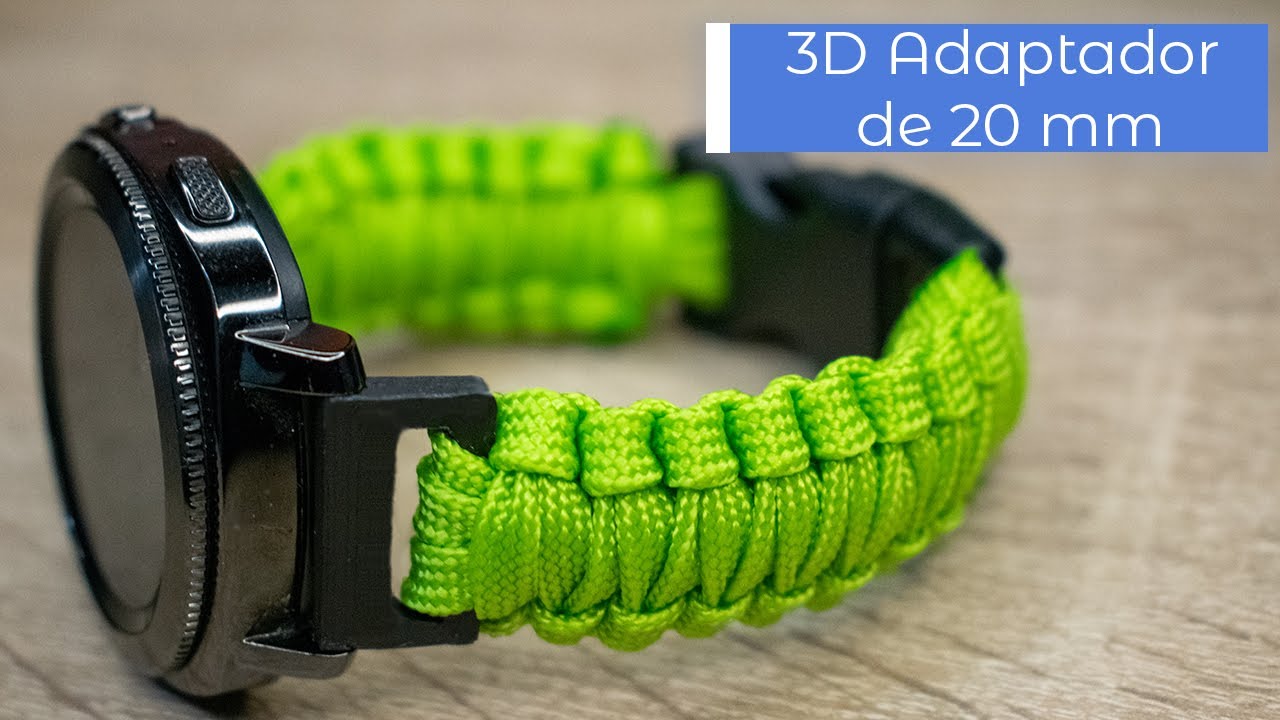 Pulsera paracord con Samsung Gear Sport - Adaptador de 20mm impreso en 3D descárgalo.