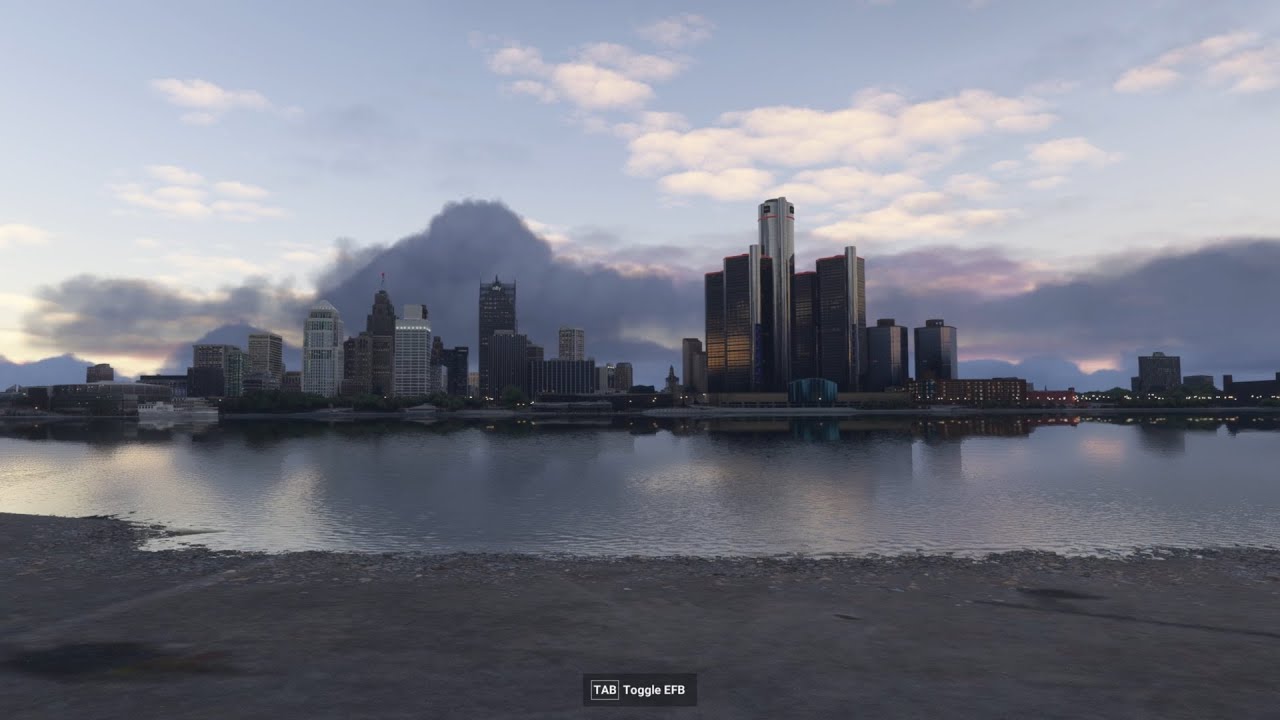 MSFS 2024 City Walking Tour: Detroit, MI & Windsor, ON
