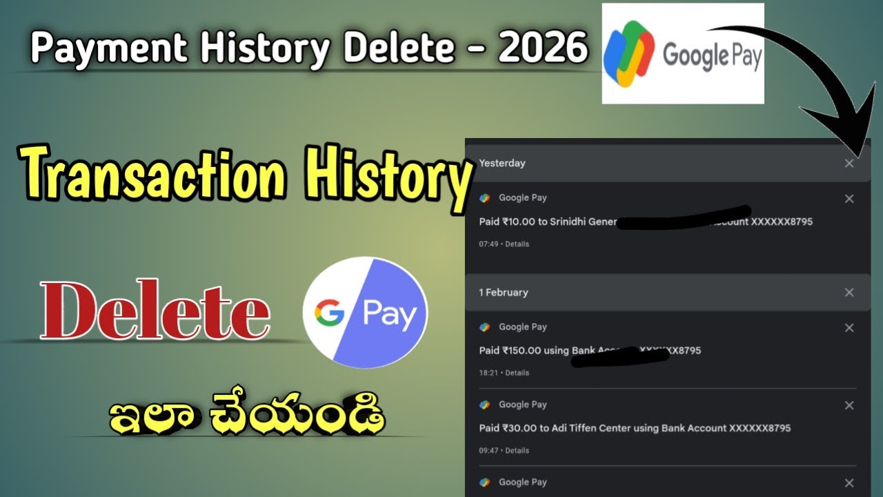 How To Delete Google Pay Transaction History In Telugu 2026 | BALA TECH TELUGU
