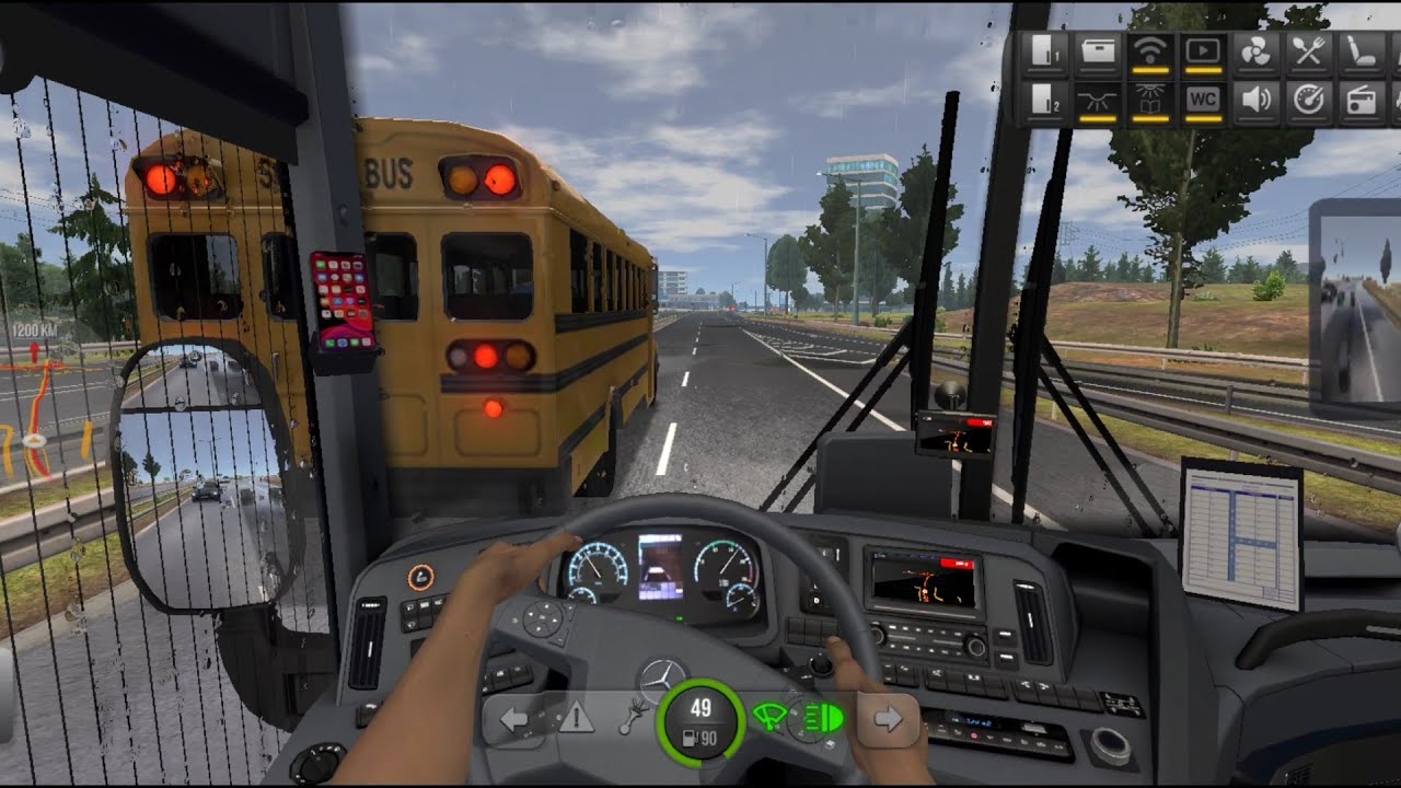 BUS SIMULATOR ULTIMATE SCHOOL BUS 💦💥☂️MERCEDES BENZ TOURRIDER BUSINESS ZUUKS MOBILE GAMEPLAY 