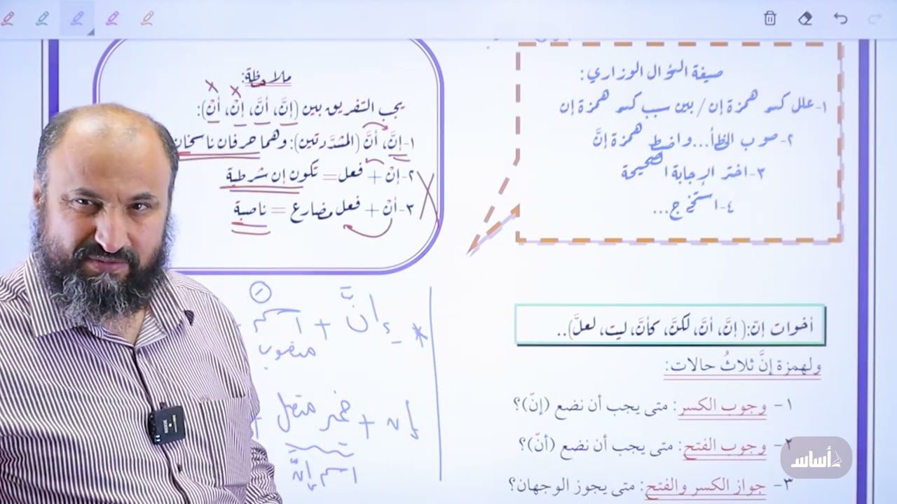 توجيهي 2007 - أدبي - التخصص - النحو والصرف - الفصل الأول - كسر همزة إن - الجزء الأول